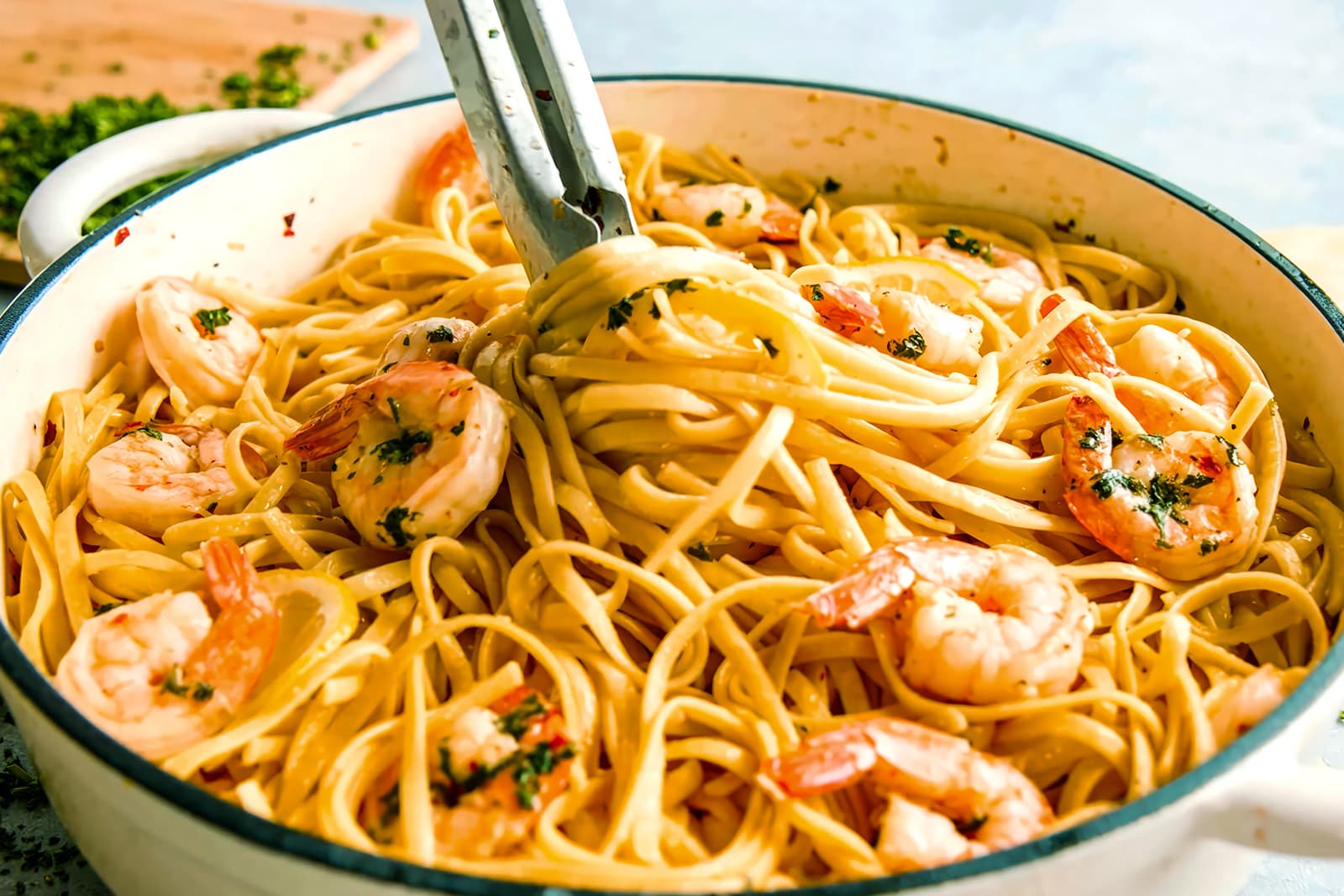 Garlic-Herb Cream Pasta with Shrimp