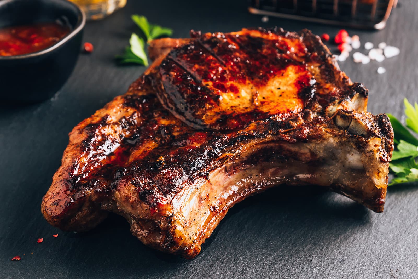 Reverse-Seared Thick Pork Chop with Molten Earth Espresso Rub